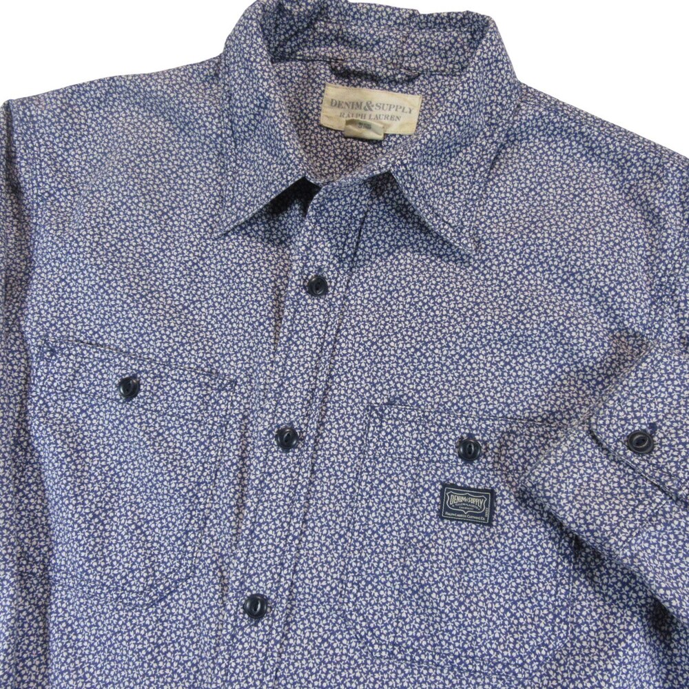 Denim & Supply Ralph Lauren Mens Button‎ Down Shirt M Navy Blue Floral